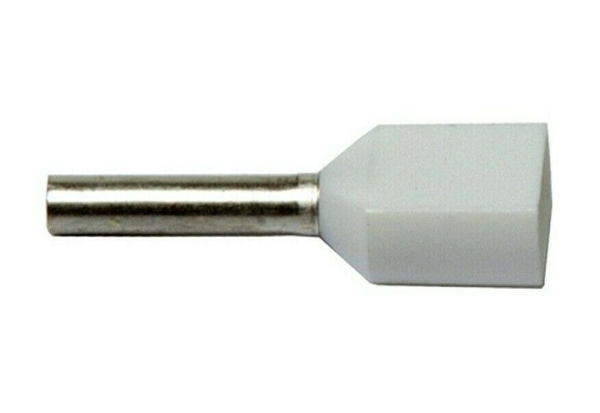 Hilpress Doppel - Aderendhülsen 2x 0,5 mm² isoliert weiß Hülse 8 mm Kupfer verzinnt 2x0,5N 100 Stück